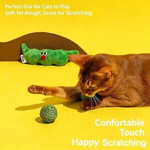 Pea Pod Sisal Interactive Cat Chew Toy for Claw Grinding